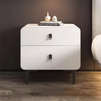 Белая современная прикроватная деревянная тумбочка Простой журнальный столик с узкой стороной Экономящая место Пара мебели для помещений