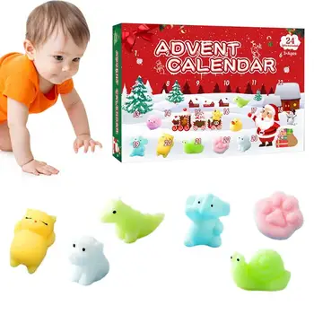 Игрушки 24 дня Blind Box Рождественский Адвент-календарь Комплект резиновых игрушек для животных Blind Box Рождественский подарок для детей
