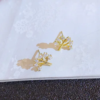 Серьги-гвоздики из богемного золота 14 карат с бриллиантами для женщин неправильной формы из натурального серебра 925 пробы с бриллиантами Orecchini для девочек